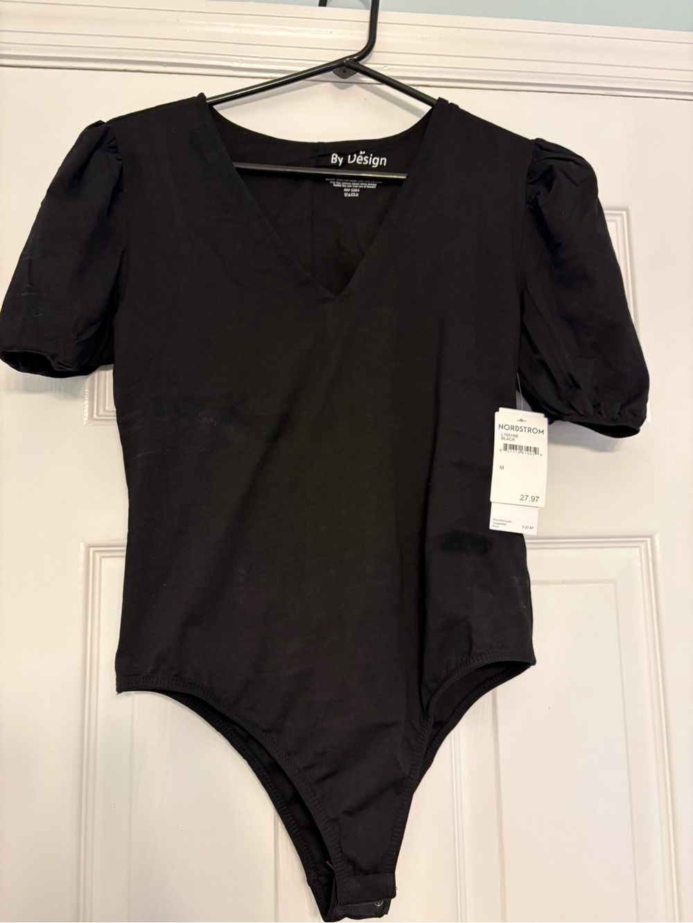 By Design Black Puff-Sleeve teen Kid /small petite adult Bodysuit New With Tags